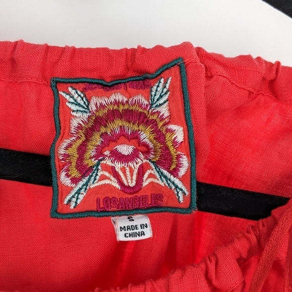 Johnny Was Maisie Peasant Tie Linen Blouse Embroidered Small - Picture 8 of 8